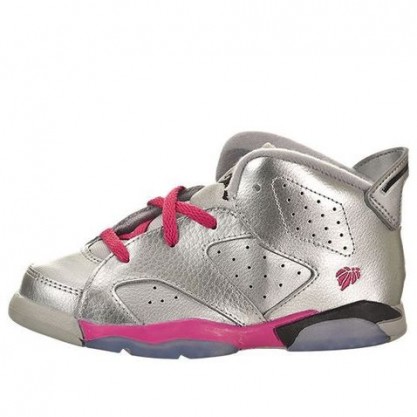 Air Jordan 6 Retro TD 'Valentines Day' Metallic Silver/Vivid Pink/Black 384667-009