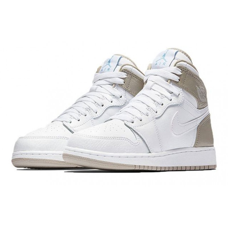 Air Jordan 1 Retro High'Linen' GS White/Light Sand-Boarder Blue 332148-116