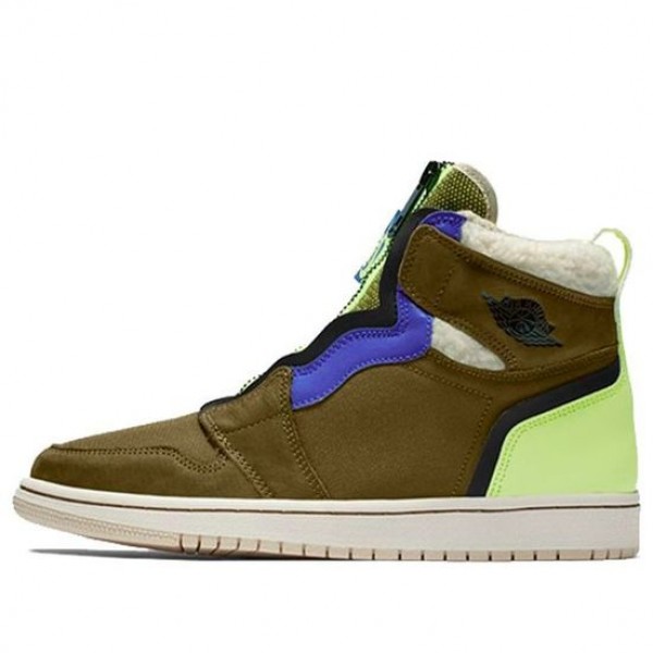 Womens WMNS Air Jordan 1 High Zip Up Olive Flak Volt AV3723-300