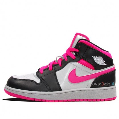 Air Jordan 1 Mid GG Silver Black Vivid Pink 555112-009