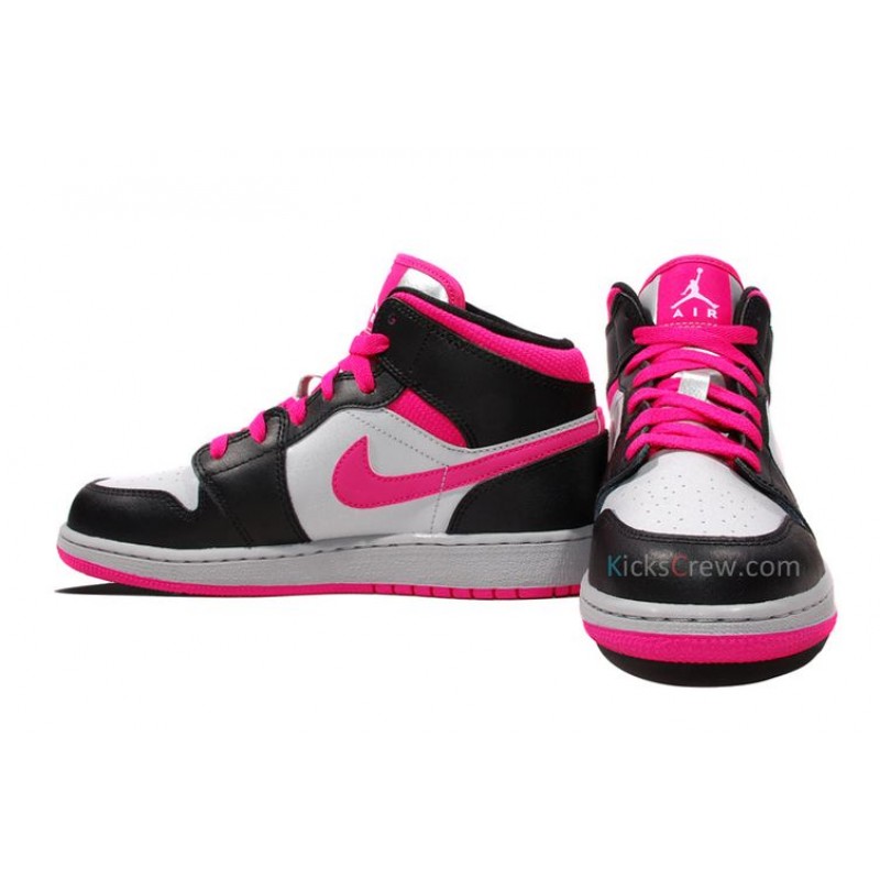 Air Jordan 1 Mid GG Silver Black Vivid Pink 555112-009