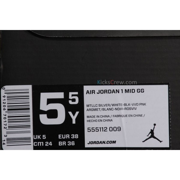 Air Jordan 1 Mid GG Silver Black Vivid Pink 555112-009