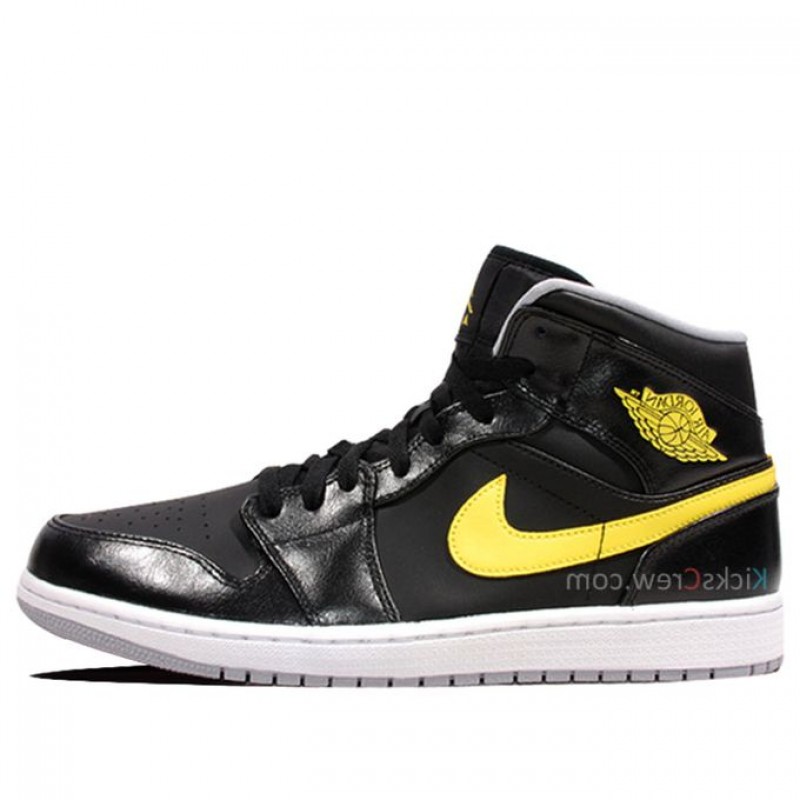 Air Jordan 1 Mid Black Vibrant Yellow 554724-070