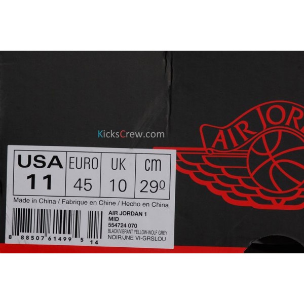 Air Jordan 1 Mid Black Vibrant Yellow 554724-070