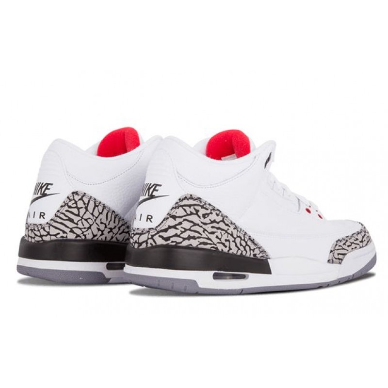 Air Jordan 3 GS Retro '88' White/Fire Red-Cement Grey-Black 398614-160