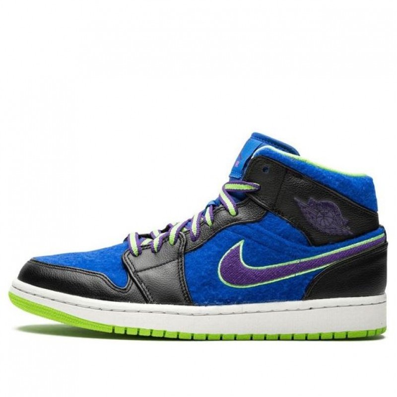 Air Jordan 1 Mid Black Game Royal Lime 633206-040