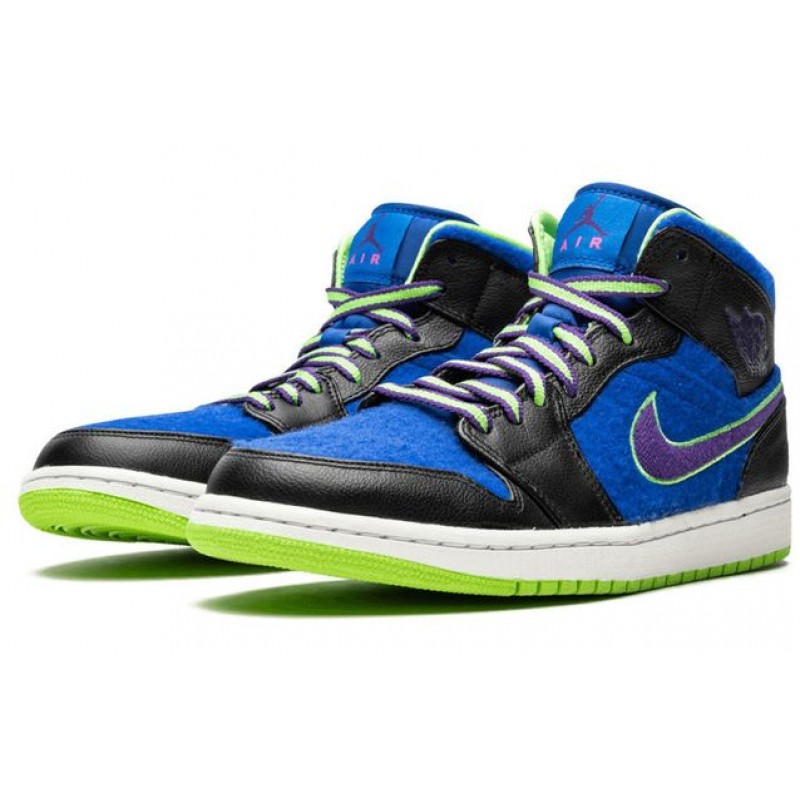 Air Jordan 1 Mid Black Game Royal Lime 633206-040