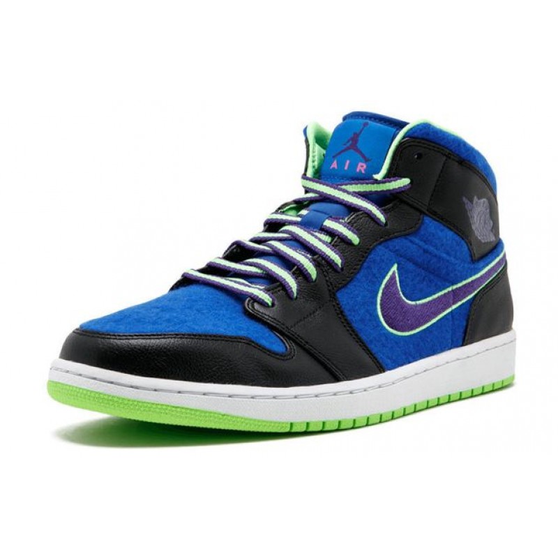 Air Jordan 1 Mid Black Game Royal Lime 633206-040