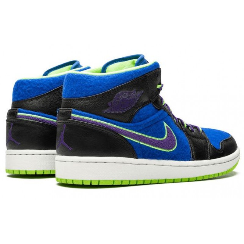 Air Jordan 1 Mid Black Game Royal Lime 633206-040