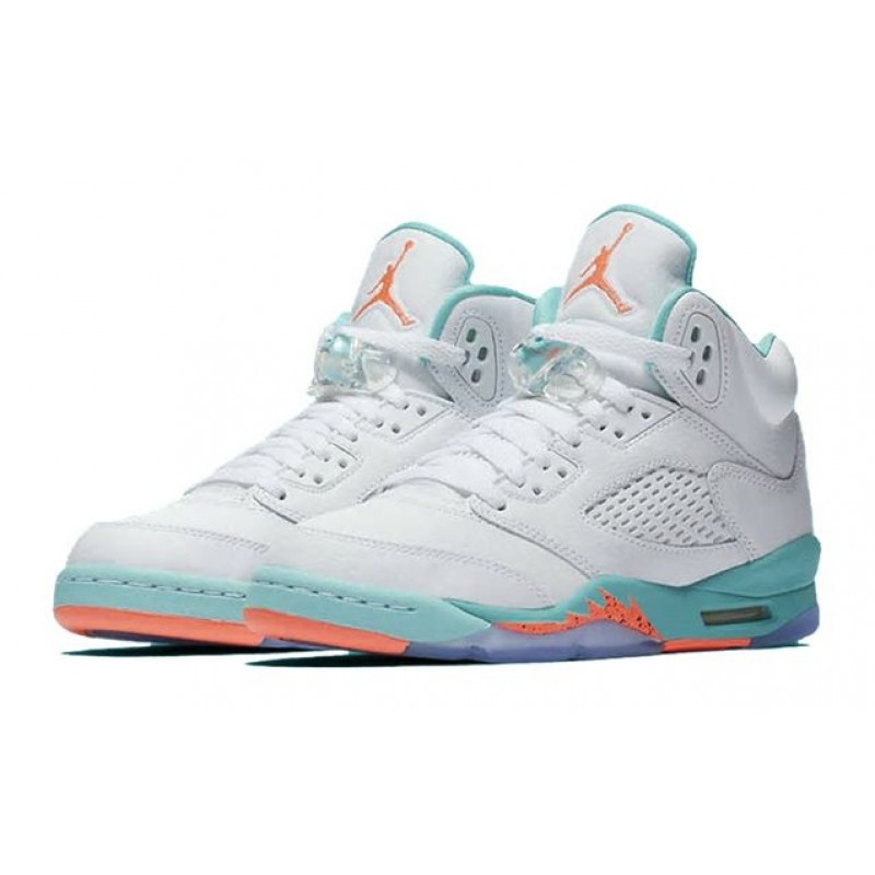 Air Jordan 5 Retro GS White Aqua Crimson 440892-100