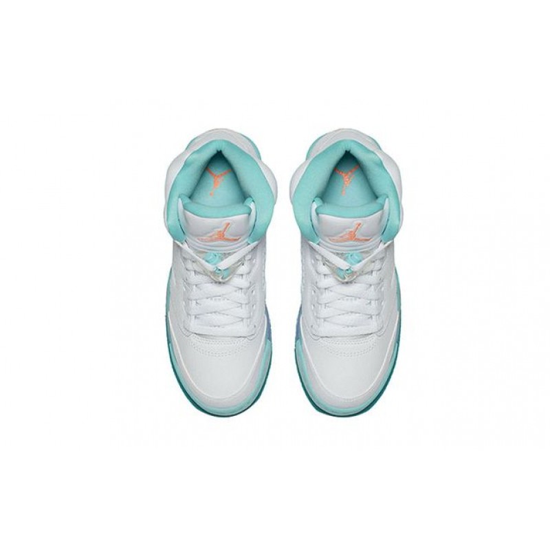 Air Jordan 5 Retro GS White Aqua Crimson 440892-100