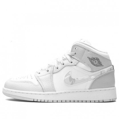 Air Jordan 1 Mid SE GS 'Swoosh Logo - Grey Camo' White/Photon Dust/Grey Fog DD3235-100