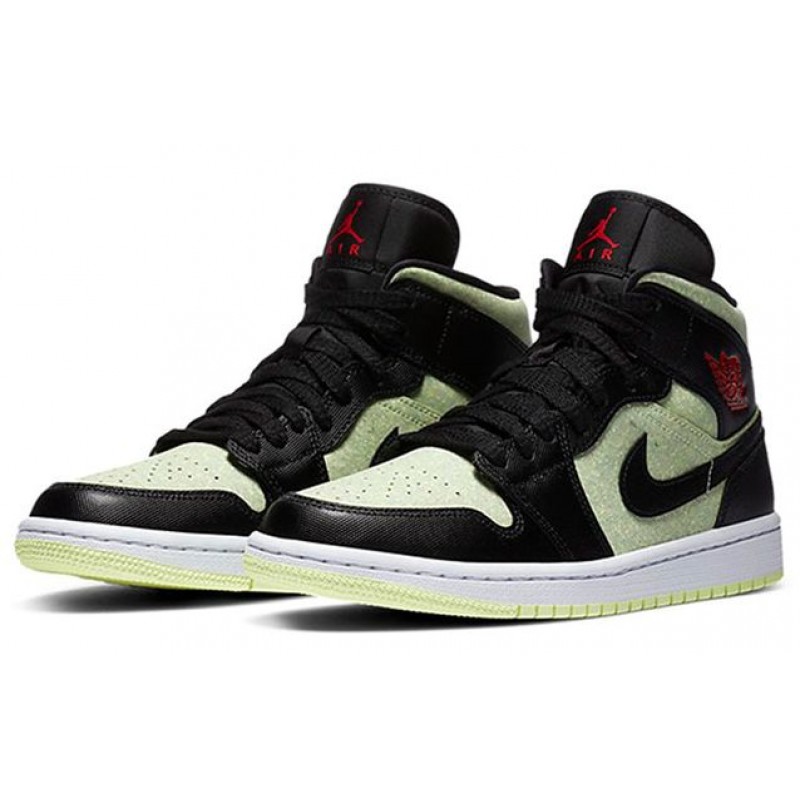 Womens WMNS Air Jordan 1 Mid SE 'Black Barely Volt' Black/Chile Red/Barely Volt CV5276-003