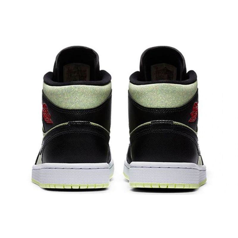 Womens WMNS Air Jordan 1 Mid SE 'Black Barely Volt' Black/Chile Red/Barely Volt CV5276-003