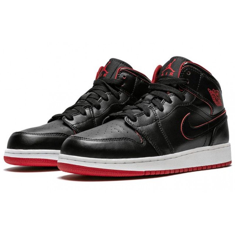 Air Jordan 1 Mid BG Black Gym Red 554725-028