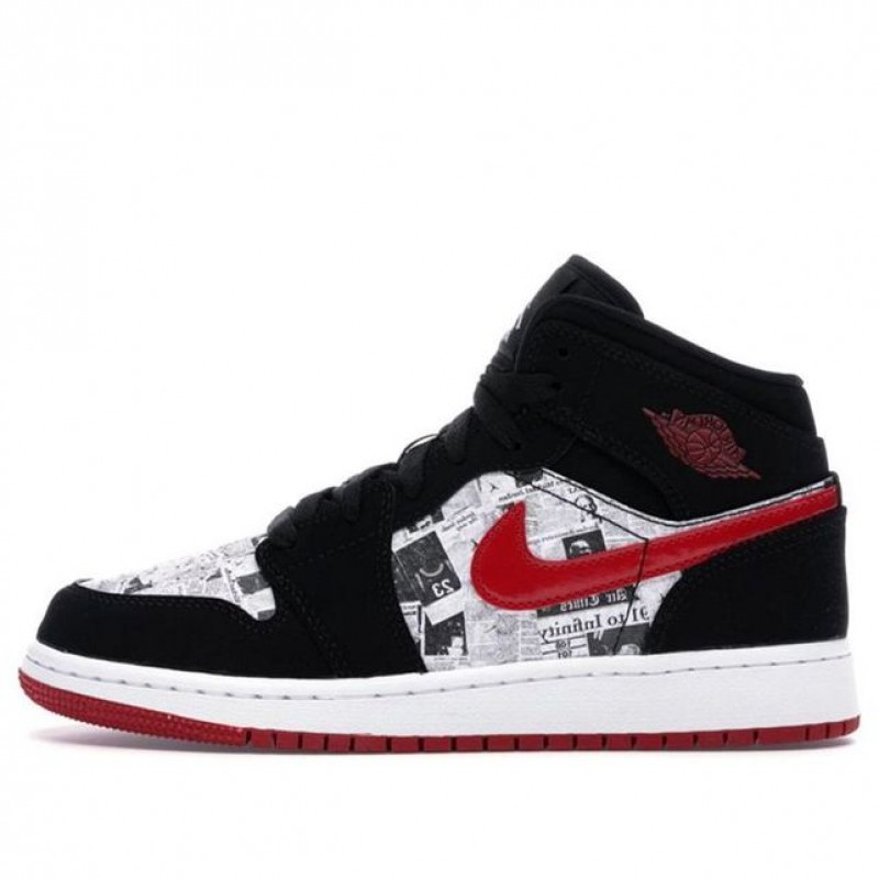 Air Jordan 1 Mid SE GS Newspaper Air Times BQ6931-061