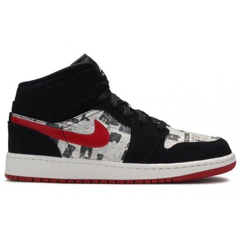 Air Jordan 1 Mid SE GS Newspaper Air Times BQ6931-061