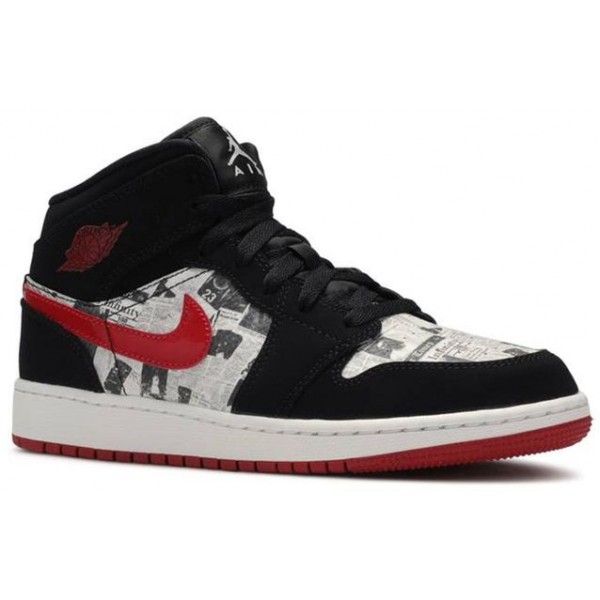 Air Jordan 1 Mid SE GS Newspaper Air Times BQ6931-061