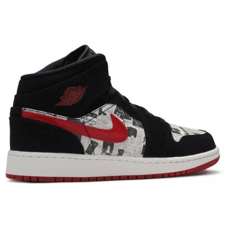 Air Jordan 1 Mid SE GS Newspaper Air Times BQ6931-061