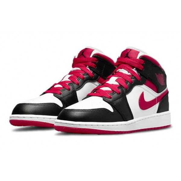 Air Jordan 1 Mid (GS) White Very Berry 554725-016