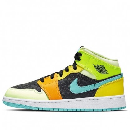 Air Jordan 1 Mid SE GS Black Auhora Green BQ6931-037