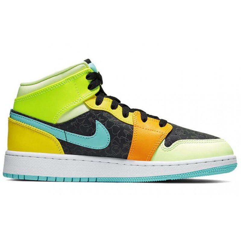 Air Jordan 1 Mid SE GS Black Auhora Green BQ6931-037