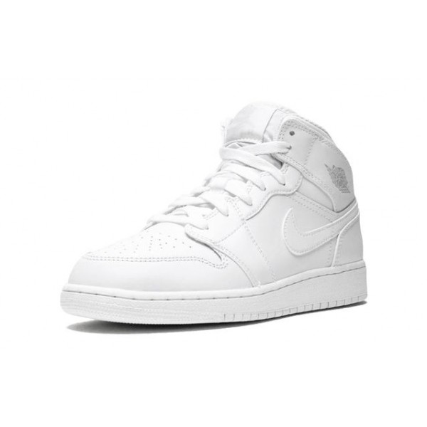 Air Jordan 1 Mid BG White Pure Platinum 554725-104