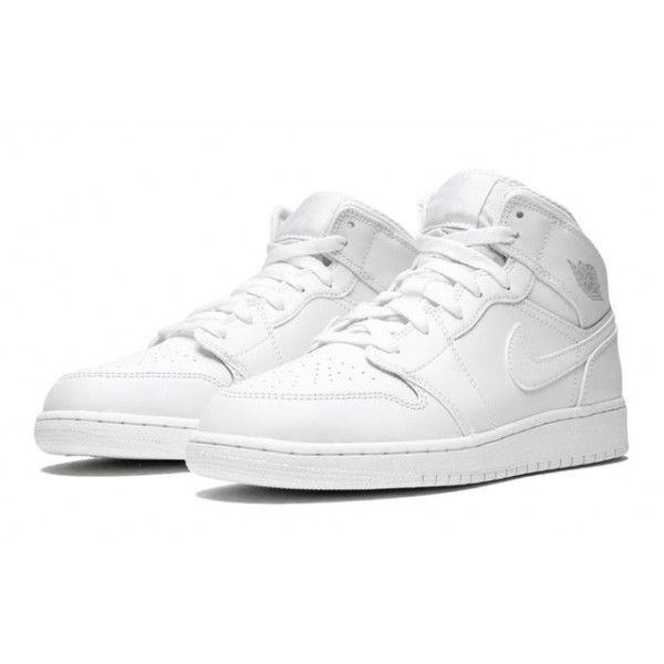 Air Jordan 1 Mid BG White Pure Platinum 554725-104