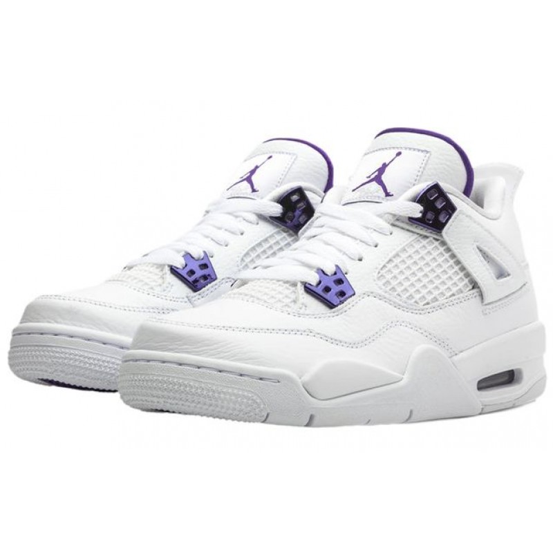 Air Jordan 4 Retro'Purple Metallic' GS White/Metallic Silver/Court Purple 408452-115