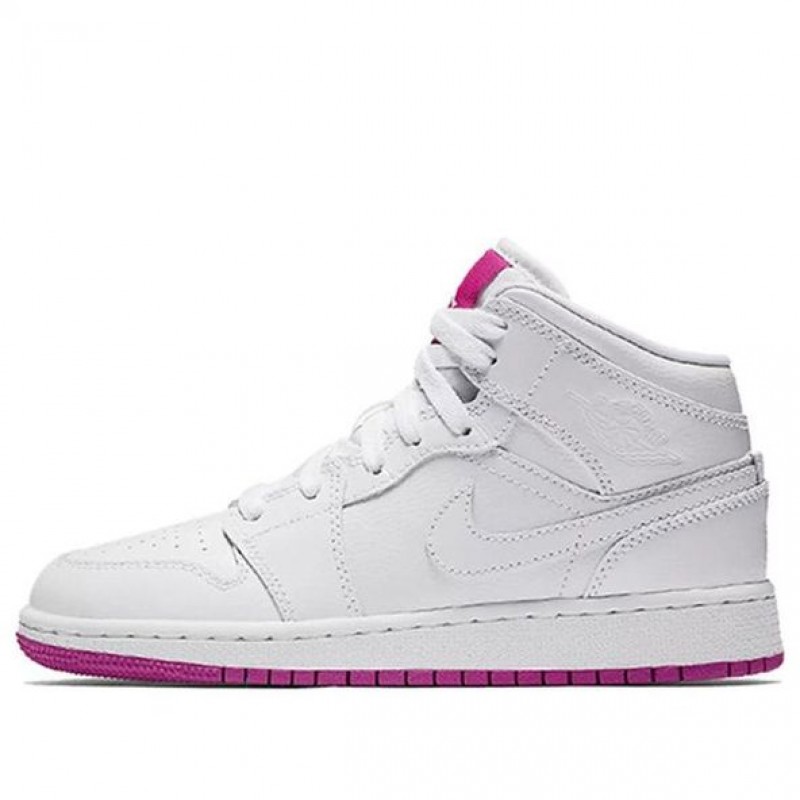 Air Jordan 1 Mid'Fuchsia' GS White/Fuchsia Blast/White 555112-100