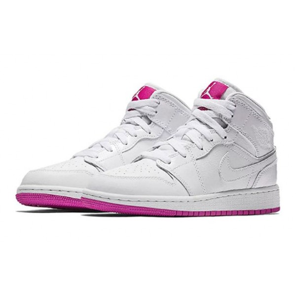 Air Jordan 1 Mid'Fuchsia' GS White/Fuchsia Blast/White 555112-100