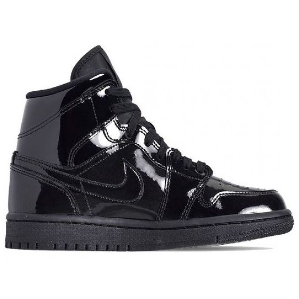 Womens WMNS Air Jordan 1 Mid Triple Black Patent BQ6472-002