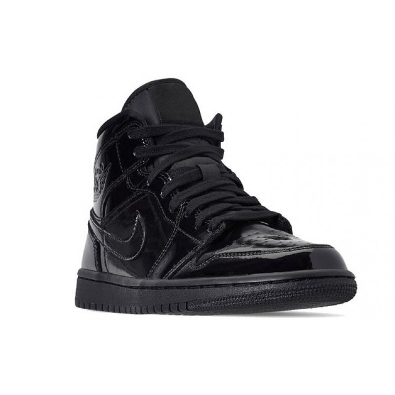 Womens WMNS Air Jordan 1 Mid Triple Black Patent BQ6472-002